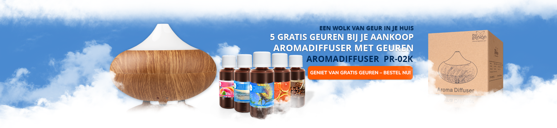 Aanbieding aromadiffuser met 5 gratis geuren